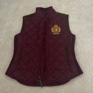 Small Burgundy Womens polo quilted vest excellent condition